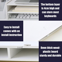 Besegad wielofunkcyjny komputer stancjonarny podstawa monitora Riser uchwyt na laptopa drewniana na biurko Organizer półka łatwy montaż na blat 6